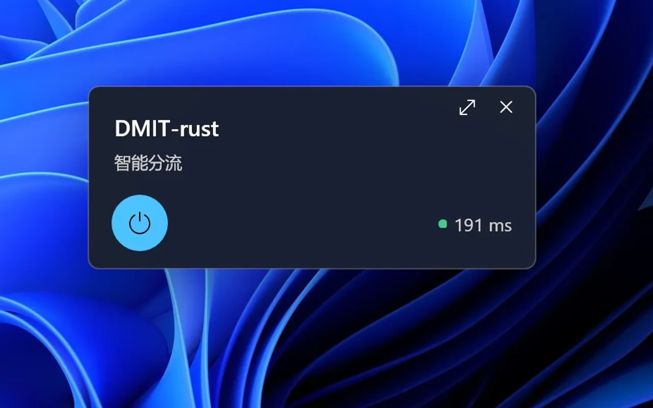 XrayUI mini 悬浮窗深色主题,半透明亚克力材质透出桌面壁纸